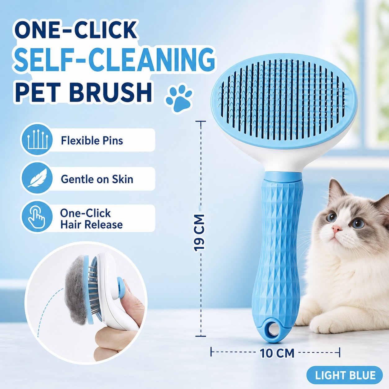 Self-Cleaning Pet Grooming Brush