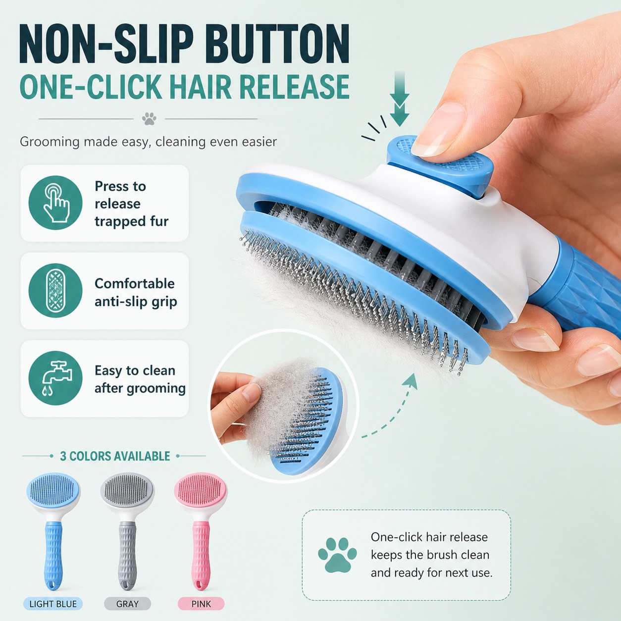 Self-Cleaning Pet Grooming Brush